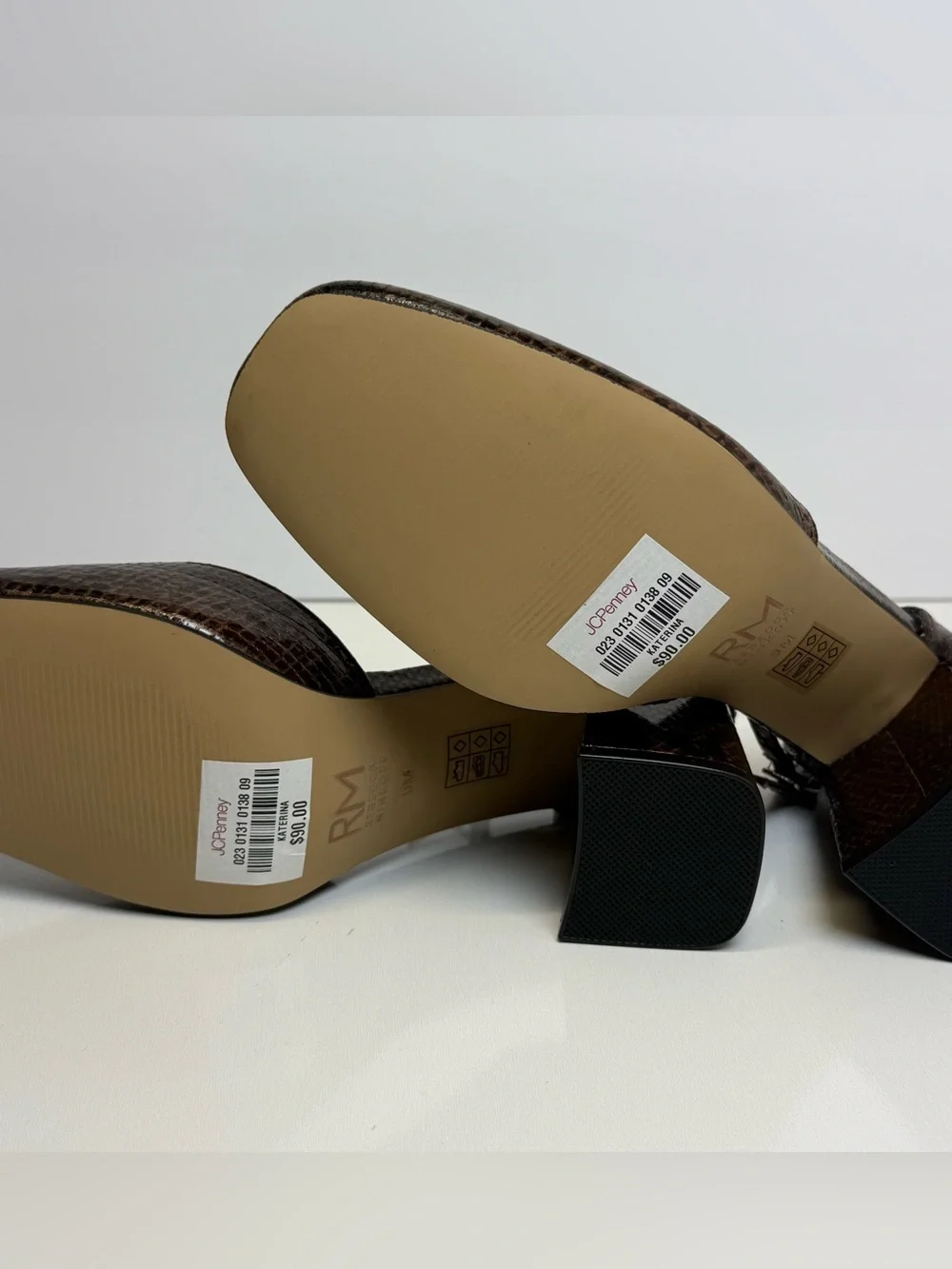 Rebecca Minkoff Women's Brown Snake Print Strap Block Heels 9 M New NWT Katerin